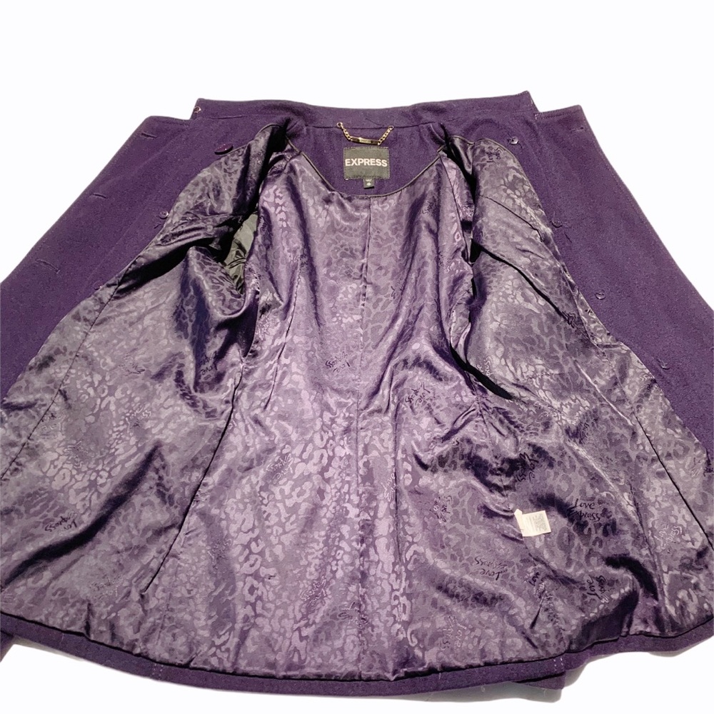 Wool Blend Purple Pea Coat- double breasted - Picture 13 of 14